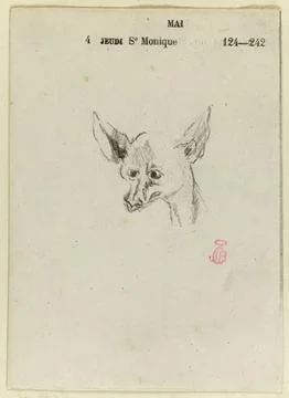 Paris Museums, Dog study (p. 36 of the album). Stock Photos
