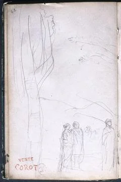 Paris Museums, Drawings book: Study of characters in a landscape, first half, pa Stock Photos