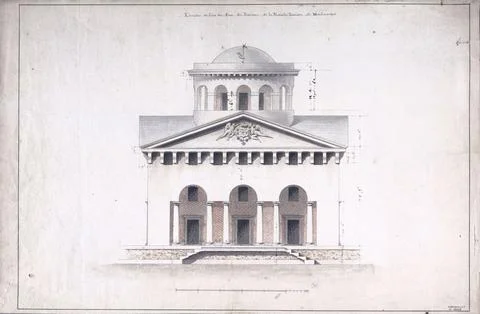 Paris Museums, Elevation of one of the faces of the Buildings of the new Menilmo Fotos de archivo