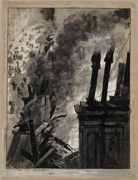 Paris Museums, Fire of the Comic Opera, Place Boeldieu Stockfoto's