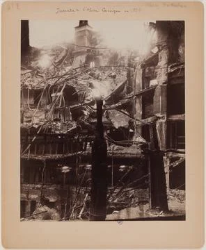 Paris Museums, Fire of the comic opera in 1887 스톡 사진