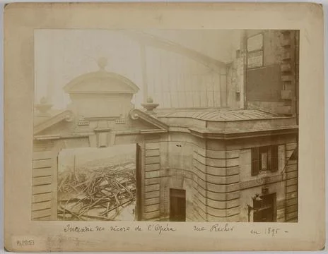 Paris Museums, Fire of the scenery of the Opera rush rue in 1895. Fire of the Op 스톡 사진