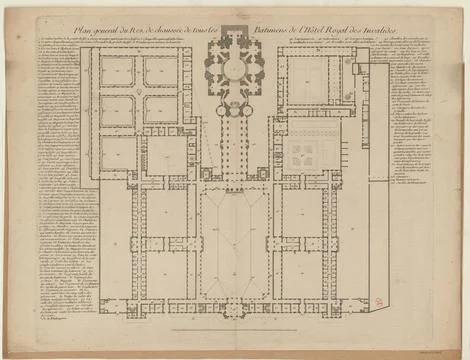 Paris museums, Generate plan on the ground floor of all the buildings of the Roy Fotos de archivo