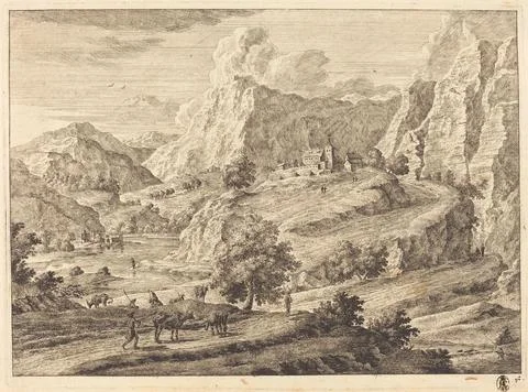 Paris Museums, Georg Eisenmann, Mountainous Landscape with Figures and a Monasta Foto stock