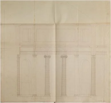 Paris Museums, Hospice of Orphans: elevation of the ionic columns of the chapel Stock Photos