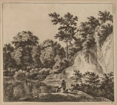 Paris Museums, Jan Hackaert, Landscape with River and Rock 스톡 사진