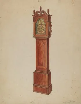 Paris Museums, Lawrence Phillips, Clock Grandfather, c 1937 Stock-Fotos