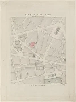 Paris Museums, Location map of the Thtre Eden, rue Boudreau, IXE arrondissement, Foto stock