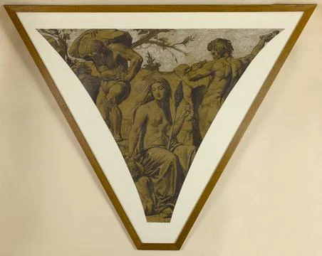 Paris Museums, The man prepares the materials of his home and the woman file his Stock Photos