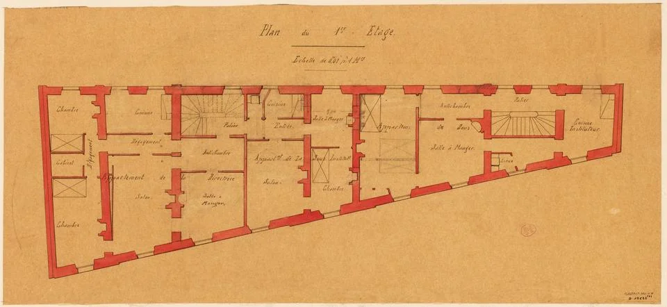 Paris Museums, Map of 1st Floor Title Audited  Proposed project of schools and a Foto stock