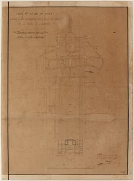Paris Museums, Map of the Champ-de-March completed at its ends by the military s Stockfoto's