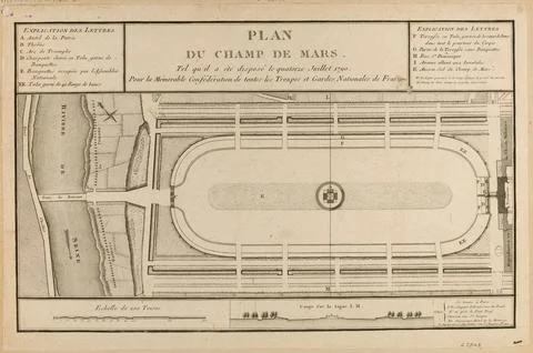 Paris Museums, Map of the Champ-de-Mars. As it was scheduled for the fourteenth 库存照片