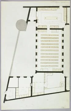 Paris Museums, Map of the first floor of the piety mount, White building coats Stock Photos