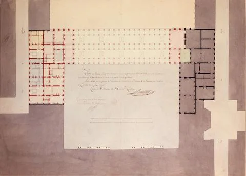 Paris Museums, Map of the first floor of the terrace above the galleries of the 库存照片