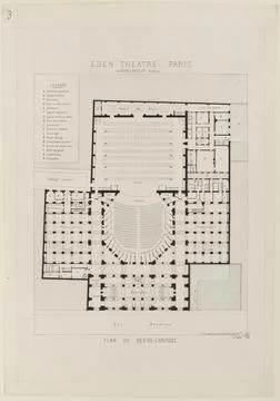 Paris Museums, Map on the ground floor of the Thtre Eden, rue Boudreau, IXE arro 스톡 사진