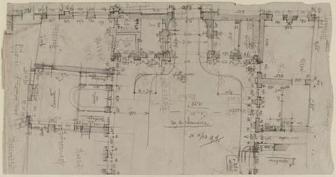 Paris Museums, Map on the ground floor and the courtyard of the Pelletier de Sai 스톡 사진