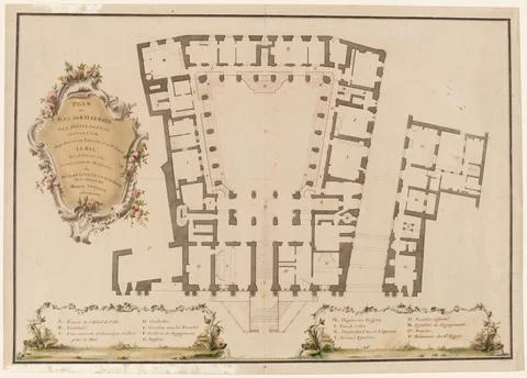 Paris museums, Map on the ground floor of the town hall whose court [...] the ba Stockfoto's