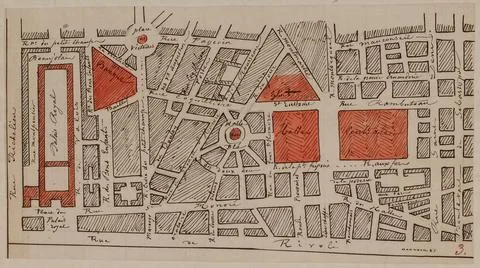 Paris Museums, Map of the hall district 스톡 사진