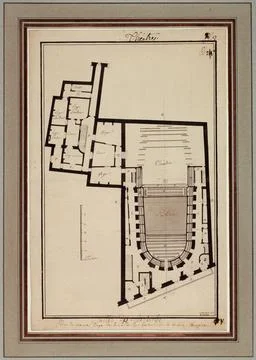 Paris Museums, Map of the IER Floor of the Old Hall of Comedie-Francaise 스톡 사진