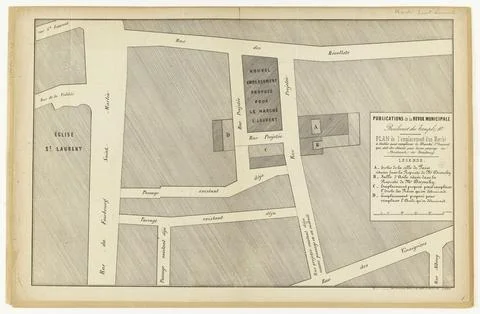 Paris Museums, Map of the location of a step to be installed to replace the ST L Foto stock