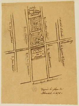 Paris Museums, Map of the Nonain Kit district Transnonain Foto stock