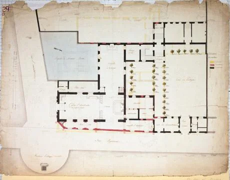 Paris Museums, Map of the old Saint-Ambrose church of Popincourt Stock Photos