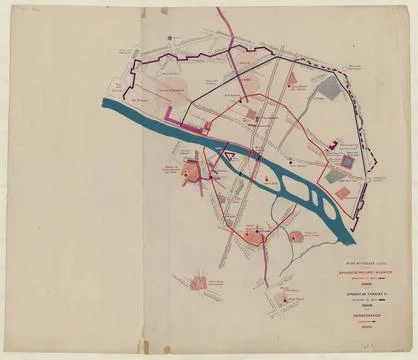 Paris museums, Map of Paris: Current streets, Period of Philippe-Auguste, era of 스톡 사진