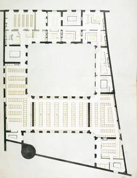 Paris Museums, Map of the second floor of the piety mount, building of white coa Stockfoto's