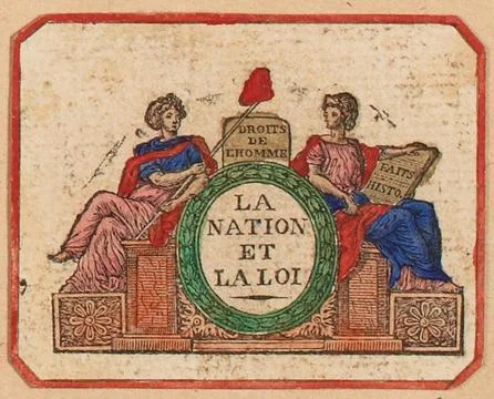 Paris Museums, Map with two seating allegories, the nation and the law. TF Stock Photos