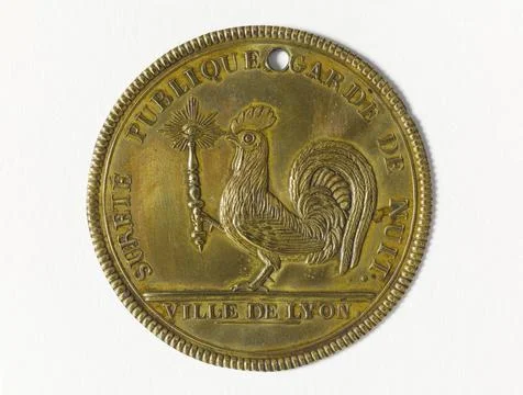 Paris Museums, MEDAL OF FUNCTION OF LYON NIGHT GUARD, 1795 Stockfoto's