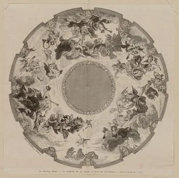 Paris Museums, The new opera. - The ceiling of the room (hours) by J.E. LENEPVEU Stock Photos
