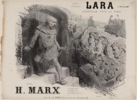 Paris Museums, Opera  comic  lara  quadrille for the piano. of A. Maillart Fotos Stock