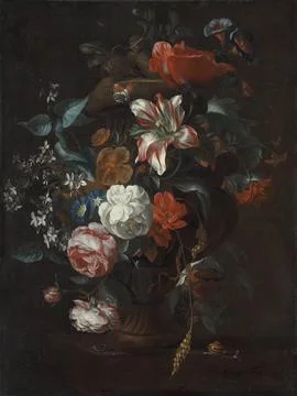 Paris Museums, Philip van Kouwenbergh, Flowers in a Vase, c 1700 Stock Photos