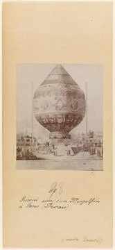 Paris Museums, Photograph of a document representing the first balloon test at t Stock Photos