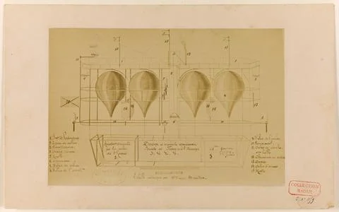 Paris Museums, Plan of a drawing according to the patented specimen of Charles G Stock Photos