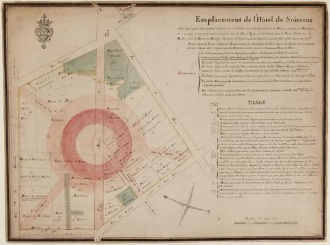 Paris Museums, Plan of the location of the Soissons Hotel 写真素材