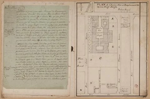 Paris Museums, Plan of the old clos and locations of the fifteen blind. Foto stock