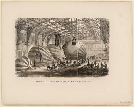 Paris Museums, The postal balloon workshop at Orleans station. Stock Photos