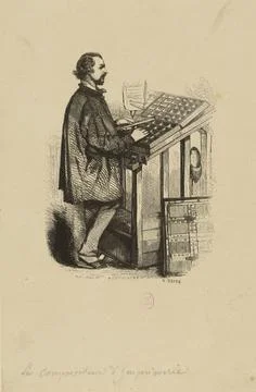 Paris Museums, A printer worker; Printing composer. 库存照片