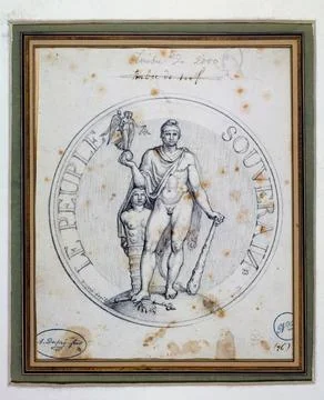Paris Museums, Project for a stamp of two thousand francs: the sovereign people 写真素材