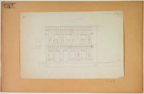 Paris Museums, Project (West elevation) of the train pump building of the train Foto stock