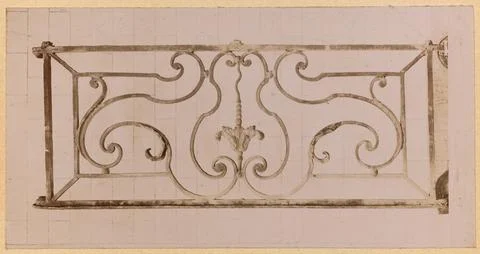 Paris Museums, Rue d'Aboukir. Grid of a balcony, rue d'Aboukir, 2nd arrondisseme Stock Photos