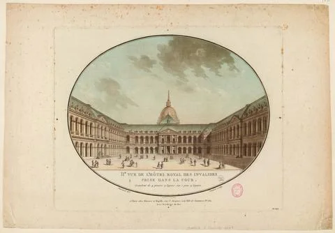 Paris Museums, Second view of the royal hotel of the invalids taken in the yard. Stockfoto's