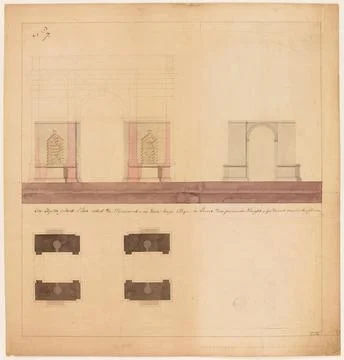 Paris Museums, Sketch of the elevation and plane of the Arc de Triomphe for the Foto stock