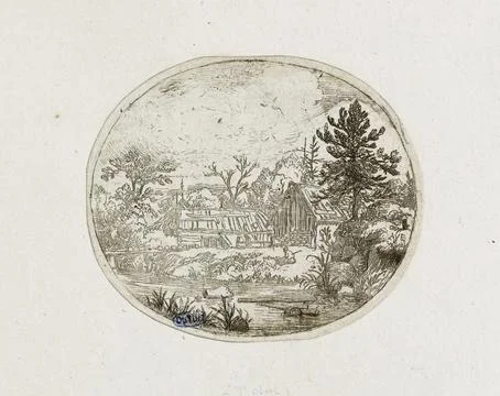 Paris Museums, Small oval shaped landscape in width (Bartsch 2) Foto stock
