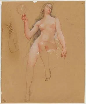 Paris Museums, Study for the decor of the Ceiling of the Library of the Sorbonne Stock Photos