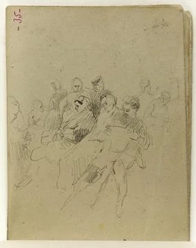 Paris Museums, Study of men including one reading a paper (p. 35 of the sketch b Stock Photos