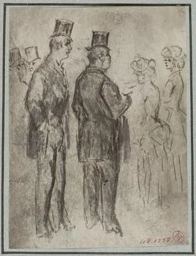 Paris Museums, Study of men in a walking, at the back, two other men and two wom Stock Photos
