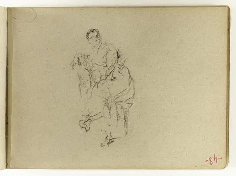 Paris Museums, Study of persons sitting (p.48 of the sketch book). Stock Photos