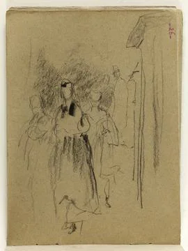 Paris Museums, Study of several characters (p.12 of the sketch book). Stock Photos